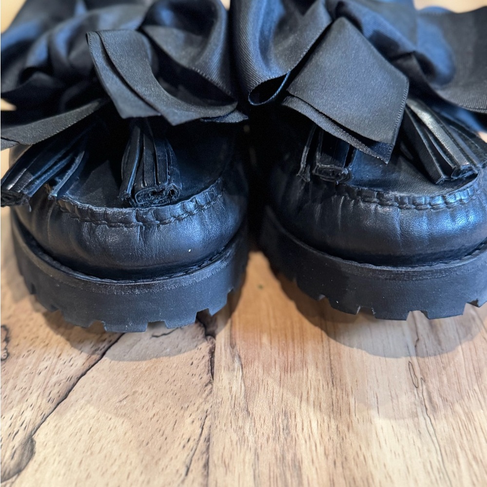 Alameda Turquesa Black Leather Loafers With Bow From Portugal Size 39 - Picture 2 of 5